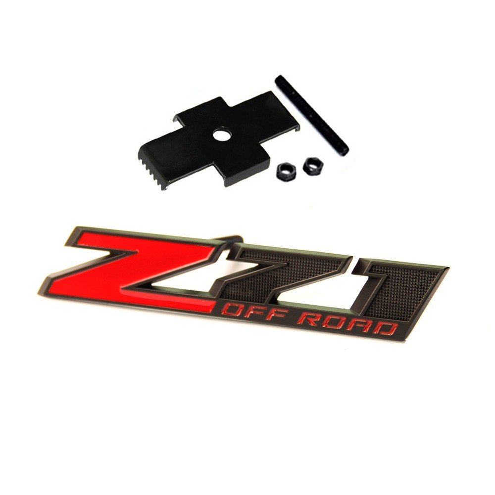 Yoaoo 1X Oem 5 Inches Grille Matte Z71 Off Road Emblems Badge 3D Compatible With Silverado 1500 2500Hd Sierra Suburban Colorado Black Red