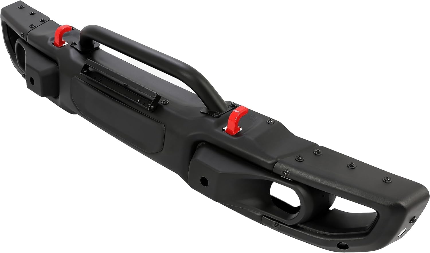 HECASA Front Bumper Compatible with 2007-2018 Jeep Wrangler JK Rubicon W/Sensor Hole and Winch Mount Plate 10th Anniversary Styl