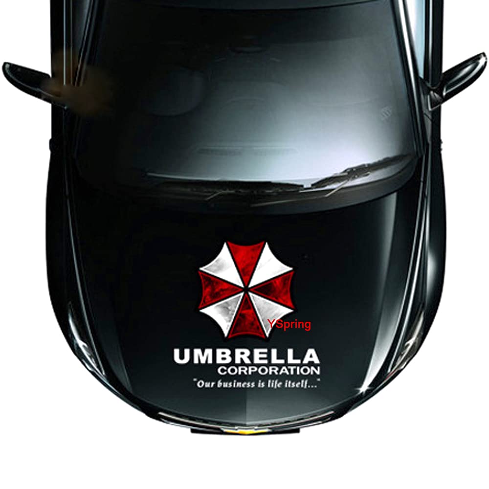 Hinscr Resi Dent Evi L Car Front Cover Decal Umbrella Corporation Logo Sticker Auto Body Vinyl Sticker For Vehicles (Style K - White Fonts-1Pcs-19.7In)