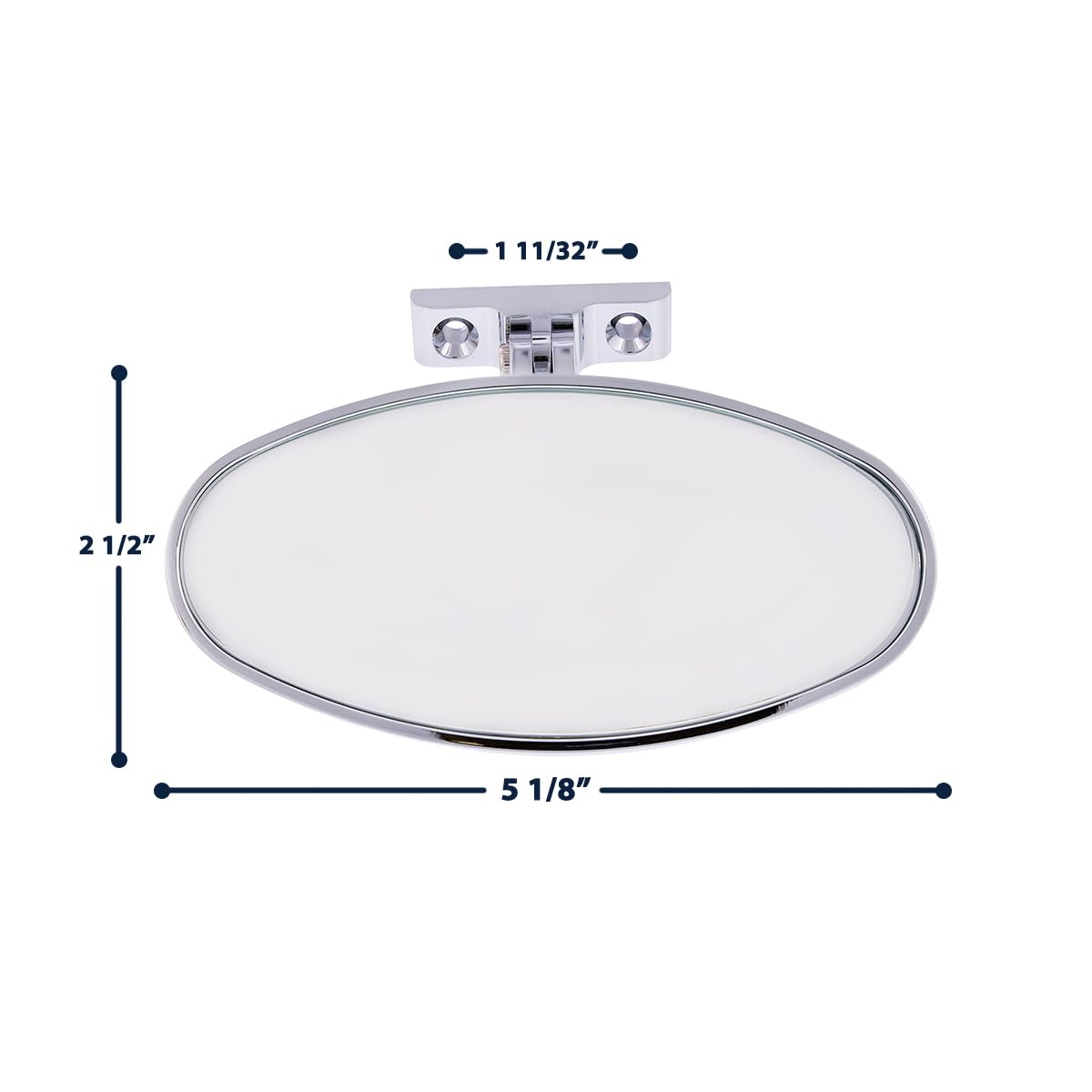 United Pacific 70804 Chrome Plated Aluminum Oval Interior Rear View Mirror w/Screw-On Mount for Hot Rods, Adjustable Arm Base, Easy Install – ONE Unit