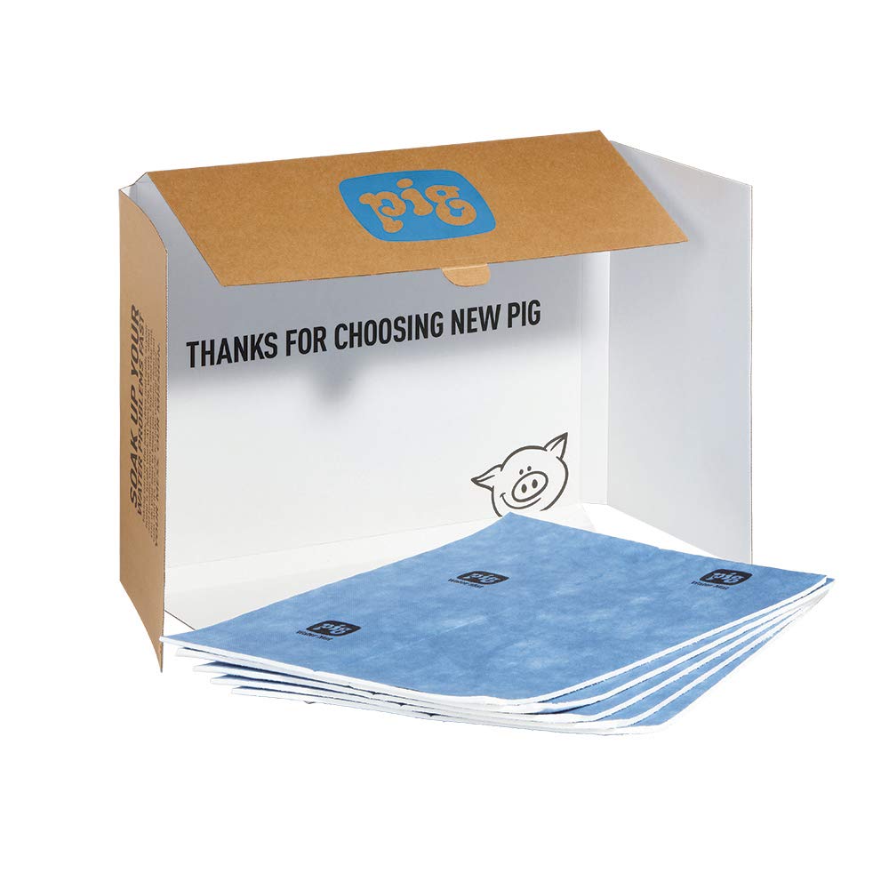 Pig Water Absorbent Mat | Reusable | 5 Pack | 15'' W X 19'' L | Absorbs Up To 29 Oz Per Pad | Blue And White | Pm50534