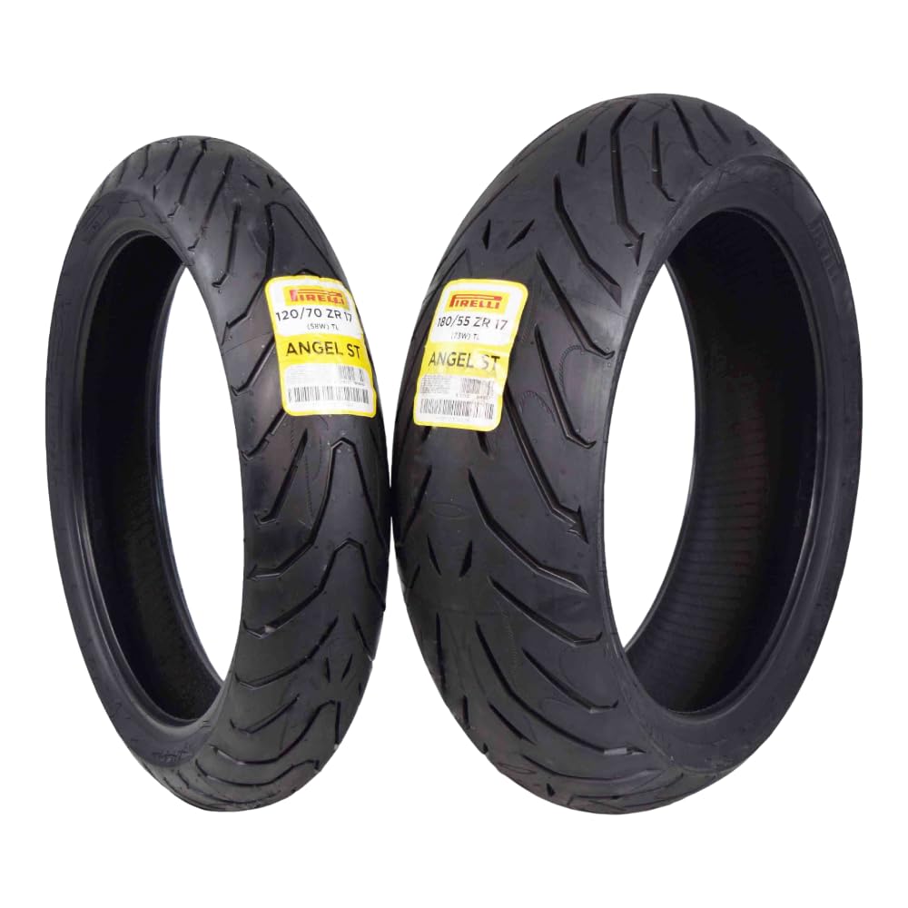 Pirelli Angel St Motorcycle Tire Set - High Performance, Durable, And Reliable Front (120/70Zr-17 58W) And Rear (180/55Zr17 73W)