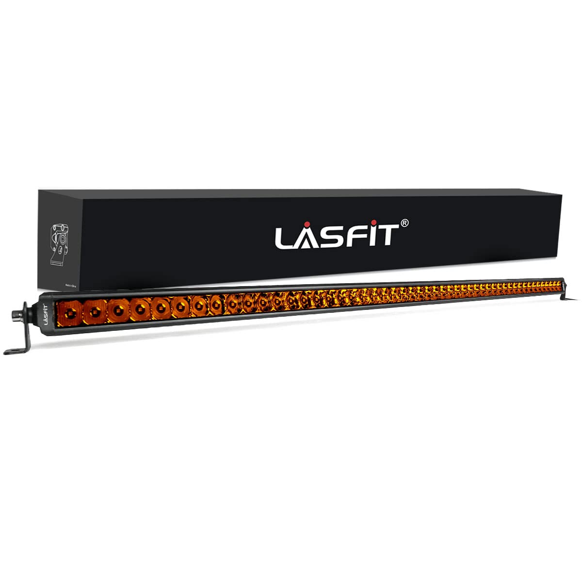Lasfit 42 Inch Amber Light Bar, Single Row Led Light Bar, Ip67 Waterproof Offroad Driving Light, Spot Flood Combo Amber Led Bar