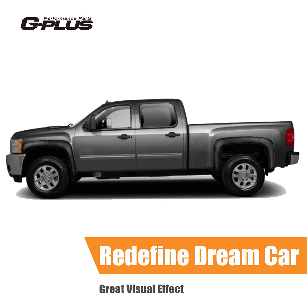 G-Plus Fender Flares, Compatible With 2007-2013 Chevy Silverado 1500/2007-2014 Silverado 2500Hd 3500Hd, 78.0'/97.6' Long Bed(Compatible With 2007 Silverado New Body Style Only, Not Fit Dually Models)