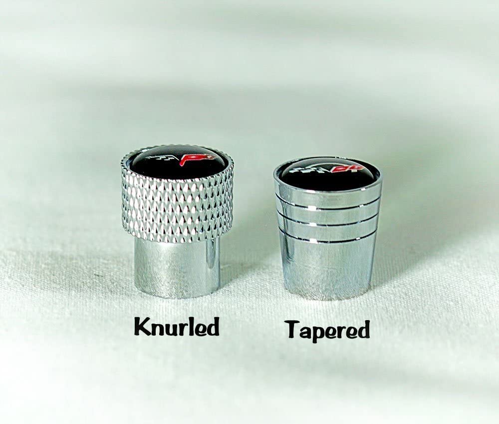 West Coast Corvette C7 Corvette Crossed Flags Logo Aluminum Valve Stem Caps (Knurled)