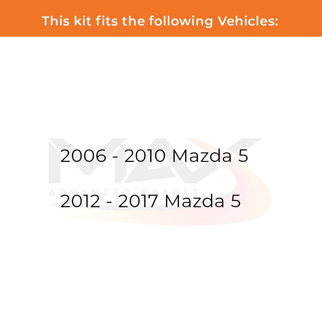 Max Advanced Brakes Rear Brake Kit Compatible With 2006 2007 2008 2009 2010 2012 2013 2014 2015 2016 2017 Mazda 5 Replacement Pr