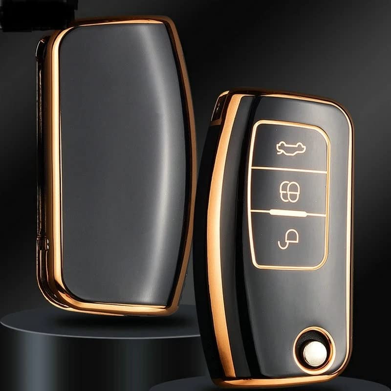 Cloudsale Tpu Car Key Cover Compatible With Fiesta, Figo, Old Ecosport Flip Key (Black)