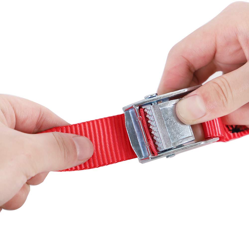 Xstrap Standard Cam Buckle Straps 6Pk 8Ft Powersports Tie-Downs 1-Inch Red Lashing Straps With Carry Bag, Ideal For Securing Car