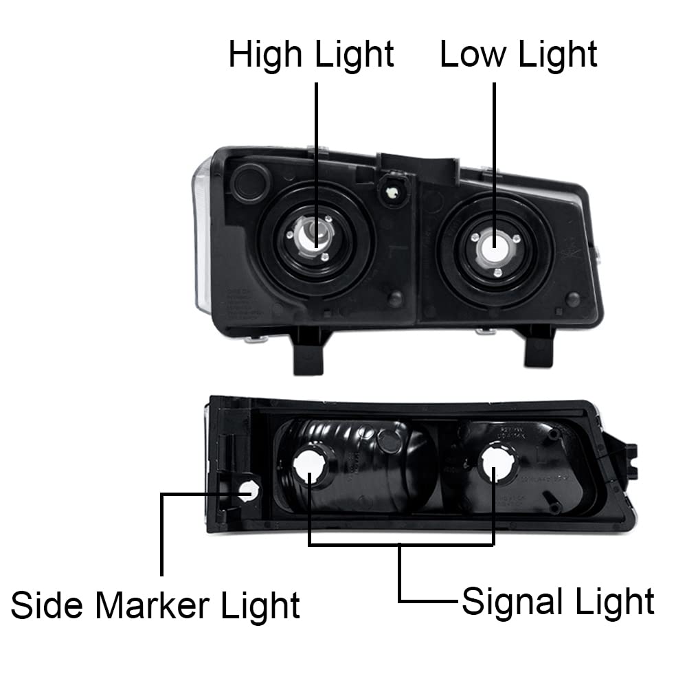 G-Plus Headlights Compatible With Chevy Silverado/Avalanche 1500 2500 2003 2004 2005 2006 Bumper Headlamp, Clear Lens Chrome Hou