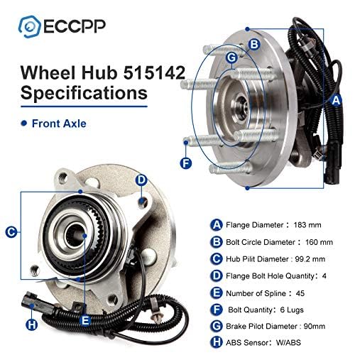 ECCPP Front 6 Lugs Wheel Bearing and Hub Assembly For 2011-2014 For Ford Expedition 2011-2014 For Ford F-150 2011-2014 For Linco