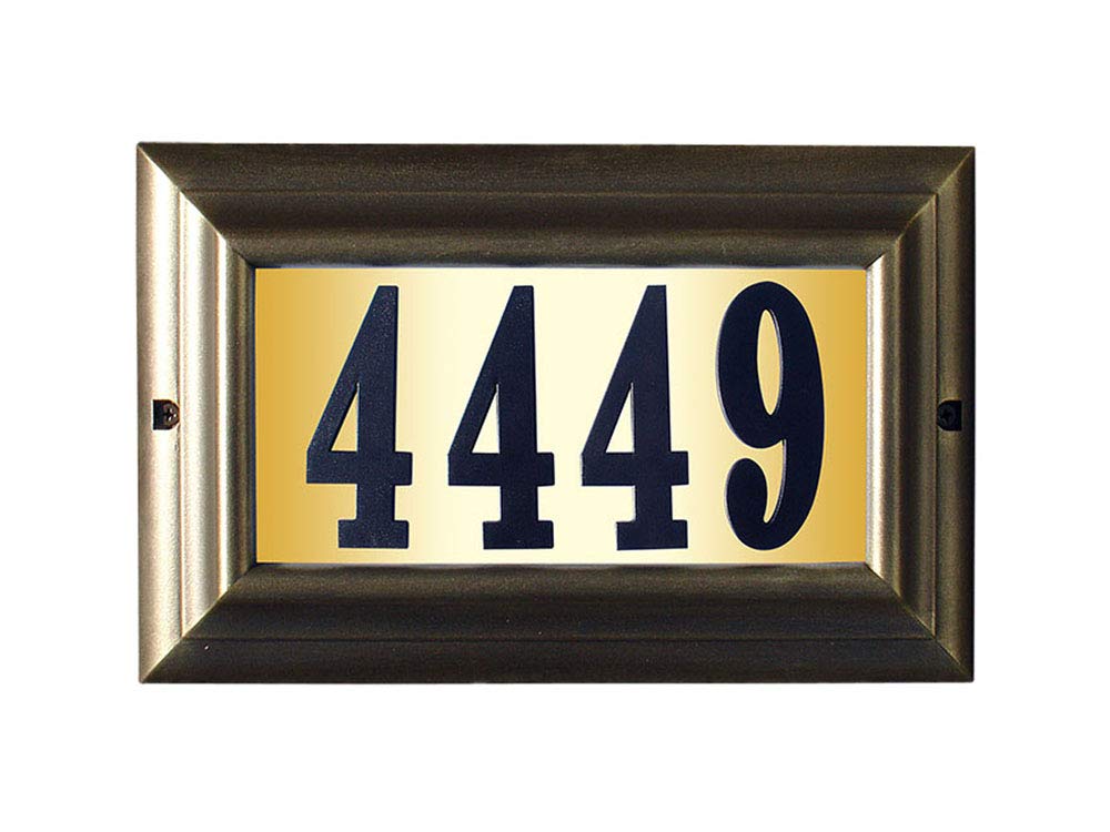 Qualarc LTL-1301FB-PN Edgewood Large Lighted Address Plaque in French Bronze Frame Color with 4-Inch Black Polymer Numbers