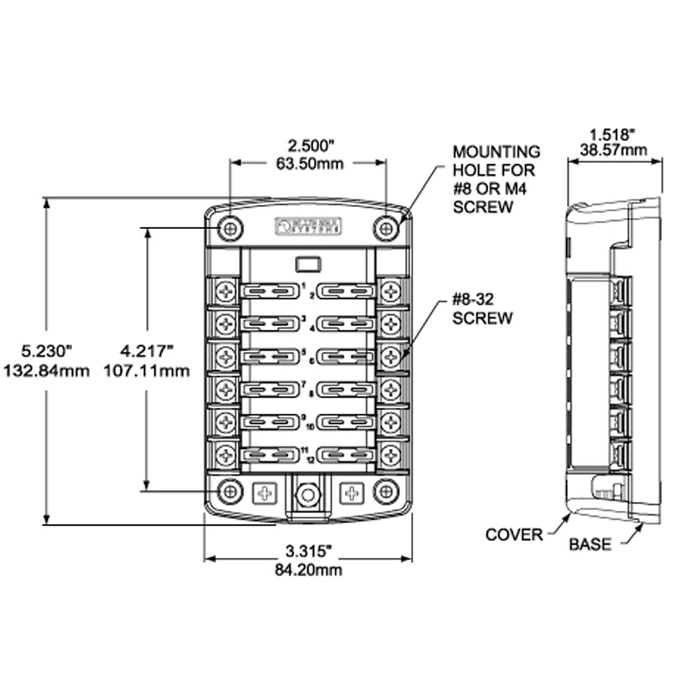 Blue Sea Systems 5034 St Blade Fuse Block 12 Circuit