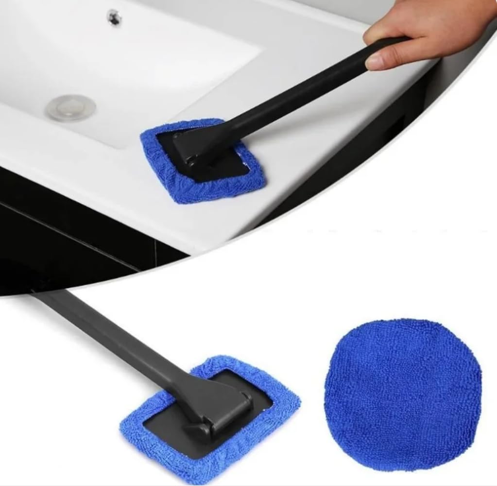 DEPOVTE Windshield Cleaner Tool Car Window Cleaner with 6 Reusable and Washable Microfiber Pads and Extendable Handle Auto Insid