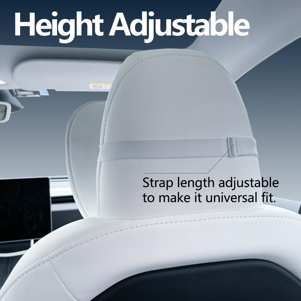 Tesbeauty Nappa Leather Seat Headrest Pillow 2 Packs For Tesla Neck Pillow Uniquely Designed For Tesla Model X/Sy/3 Higher Versi