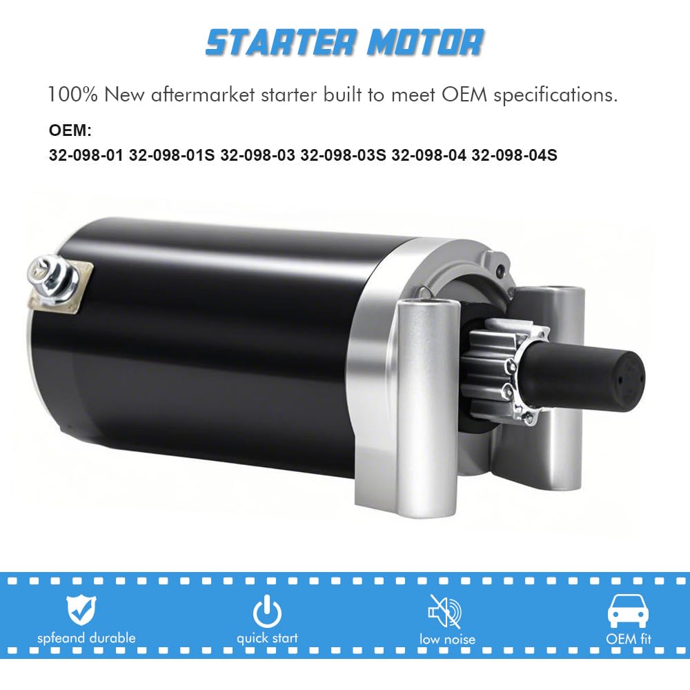 Starter Motor Replacement for Kohler Courage Engines 20HP 23HP 25HP 27HP 32-098-01 32-098-01-S 32-098-01S 32-098-03 32-098-03S 3