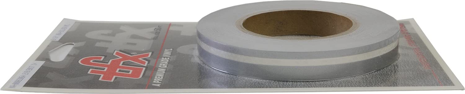 Universal Tfx 00083064 - Auto Customizing Dual Pinstripe - 8/16'' X 50' (1/4 Stripe, 1/8'' Gap, Then 1/8 Stripe) - 064-Silver Me