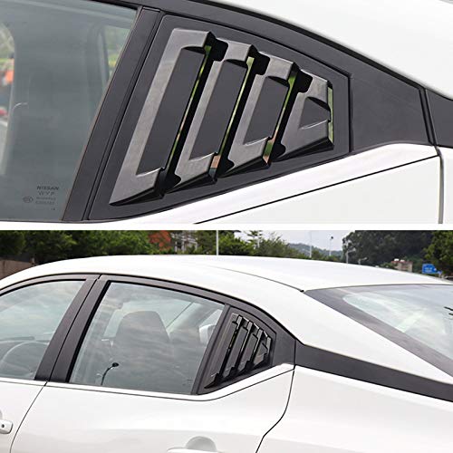 Ziwen 2X Sport Quarter Window Scoops Louvers For Nissan Sentra 2020 2021 2022 2023 2024 (Gloss Black)