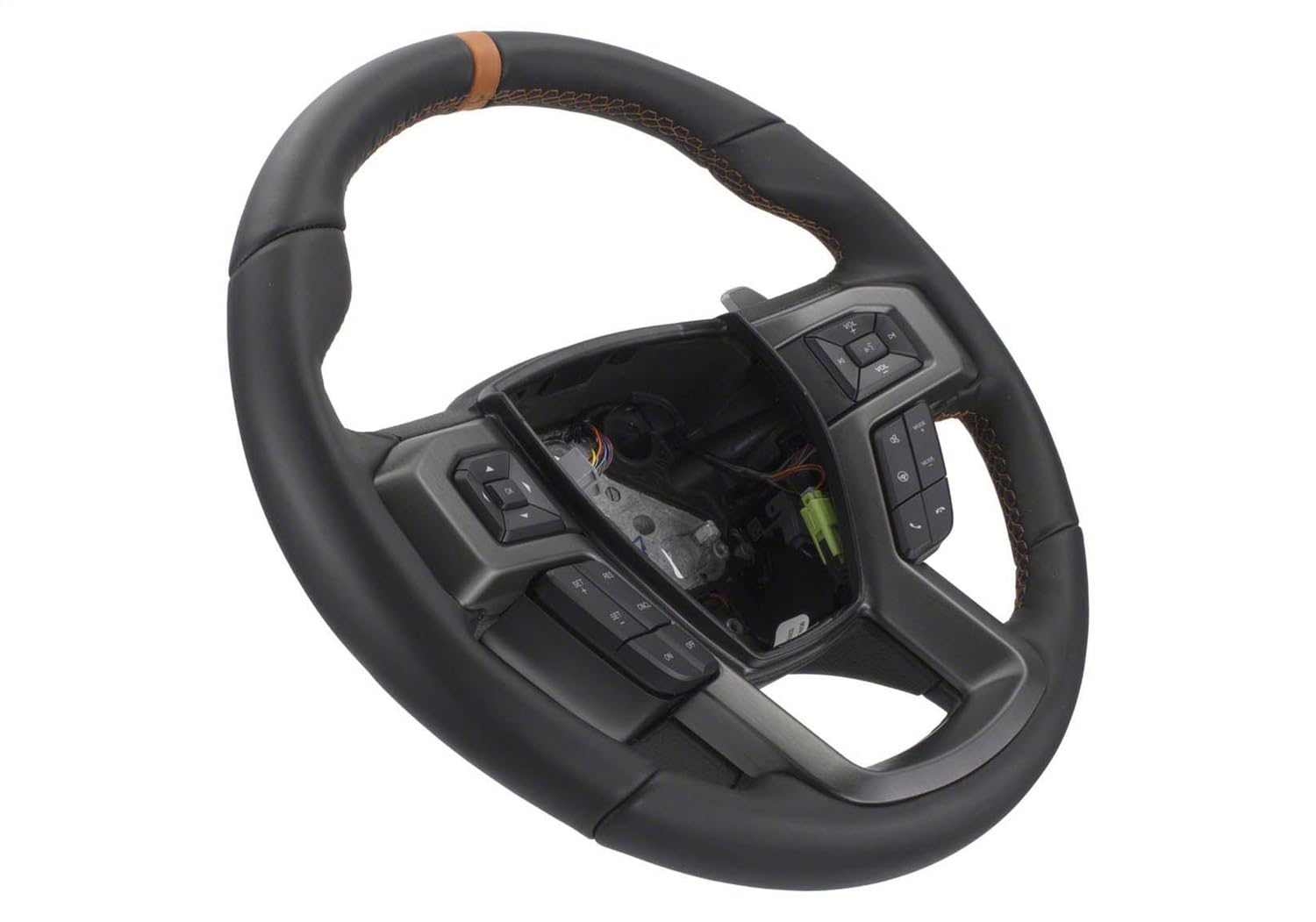 Ford Performance Parts M-3600-F15ROR Steering Wheel Kit; Raptor Style; Black Leather w/Orange Stitching/Orange Sightline; Incl.
