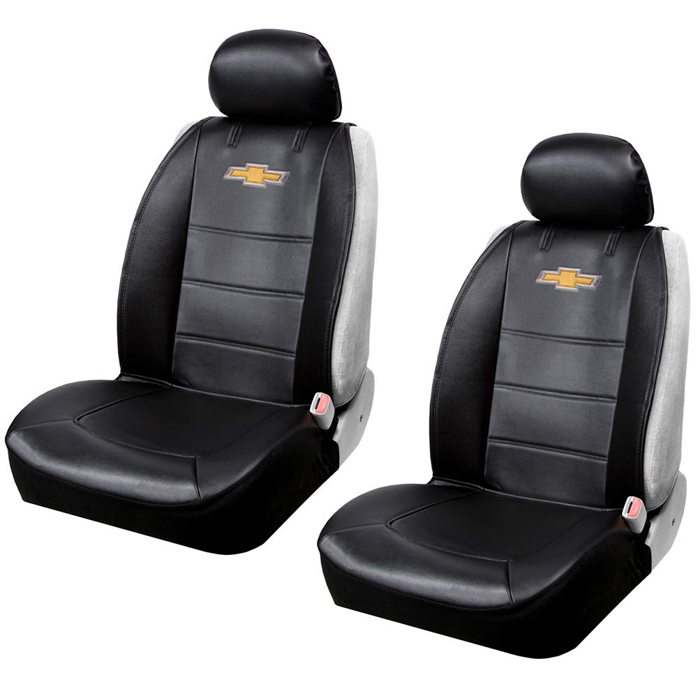 Plasticolor 008599R01 One Pair Seat Covers Logo Premium 3 Piece Sideless Car Truck Or Suv Seatcover With Cargo Pocket Compatible