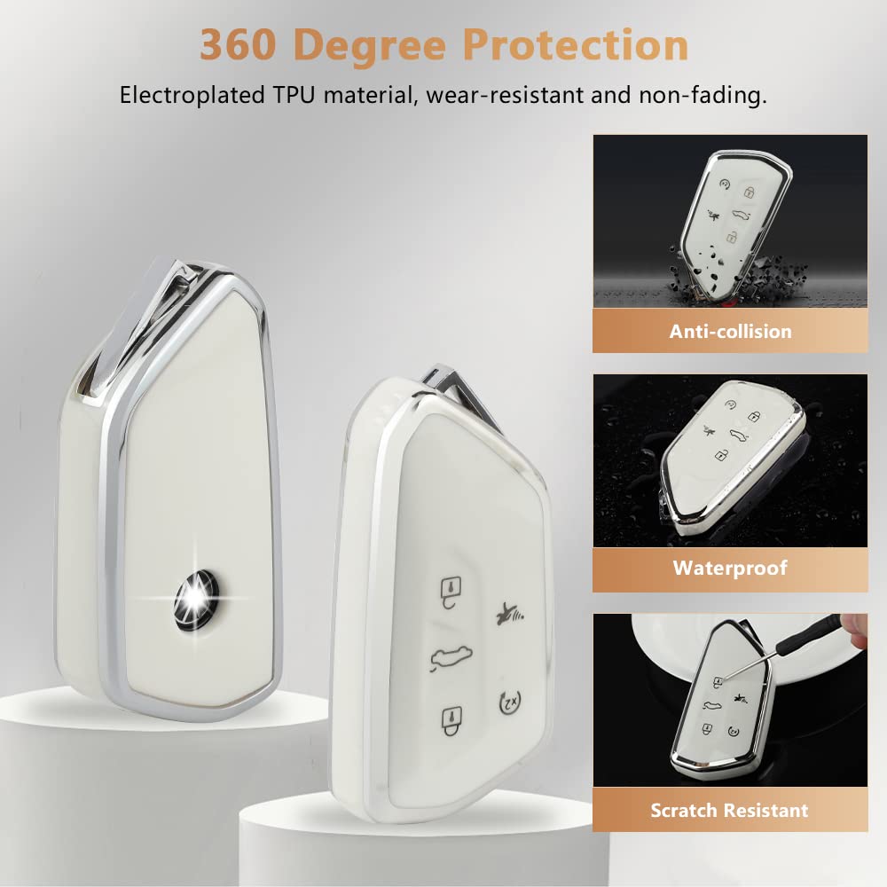 Pifoog Key Fob Cover For Vw Volkswagen Id4 Golf Gti R 2022 2023 Accessories Tpu 5 Buttons Car Keys Case Shell Protector Bling Ke