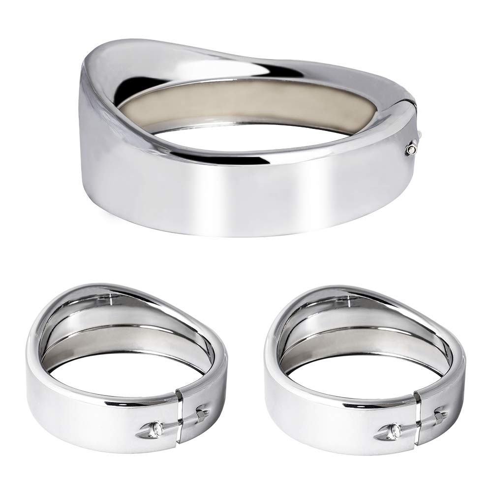 Nthreeauto Chrome Motorcycle Lights Frenched Ring Kit Compatible With Harley, 7 Headlight Trim Ring Decorate Visor + 4 1/2 Fog Light Trim Ring Decorate Visor(Chrome)