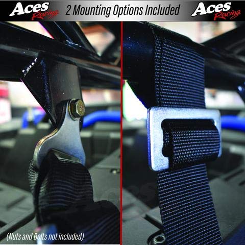 AAAA Aces Racing 5 Point Harness (Pair) for Polaris RZR With Seat Belt Bypass (Red, 5 Point)