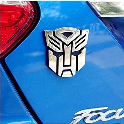 2 Pcs In Set Transformers Emblem - 3'' Tall For Car Autobot Sticker Pair Chrome Finish Pvc Auto Emblems Transformers Autobot Car