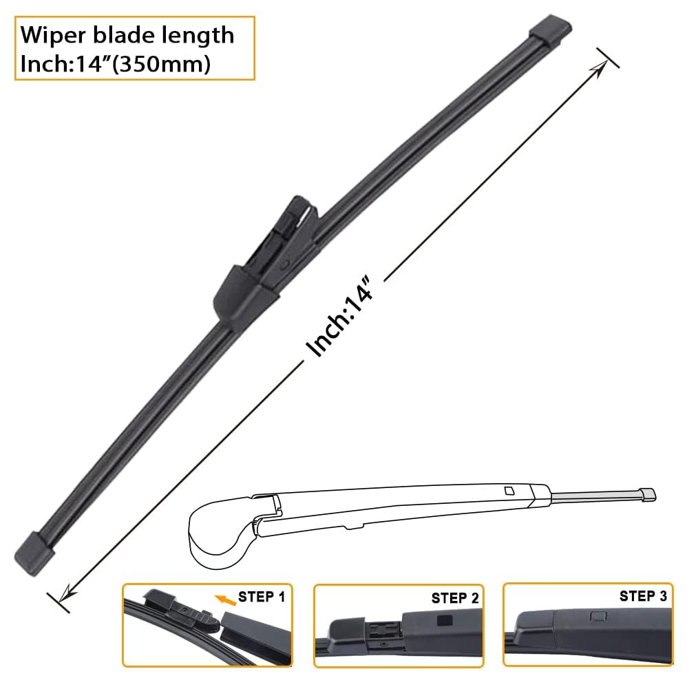 Autoboo 25''+22'' Windshield Wipers With 15'' Rear Wiper Blade Replacement For Volkswagen Vw Tiguan 2018 2019 2020 2021 2022 -Or