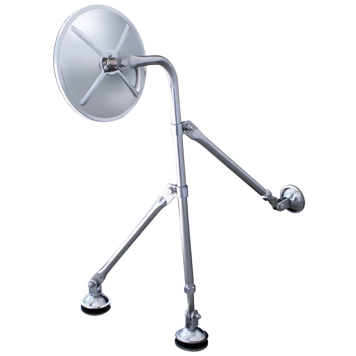 United Pacific 60036 Stainless Steel Tripod Fender Mirror Mount 8     Round Convex Mirror, Chrome Plated, Adjustable Legs, Wide 