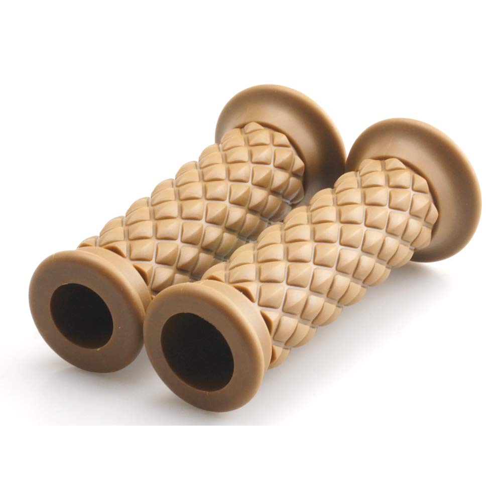 Motorcycle Vintage Non Slip Handlebar Grips 7/8 22Mm 1 24Mm Rubber Handle Grips, Open End (Yellow)