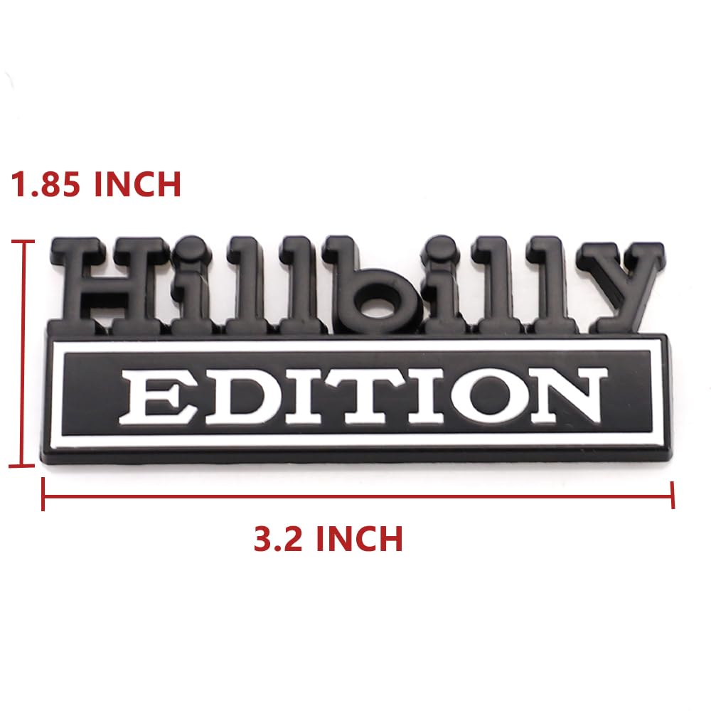 CARRUN 2 Pcs Hillbilly Edition Emblem Car Side Rear Front Hood Trunk Door Badge 3D Decal Sticker Fit for Truck SUV (Hillbilly, B