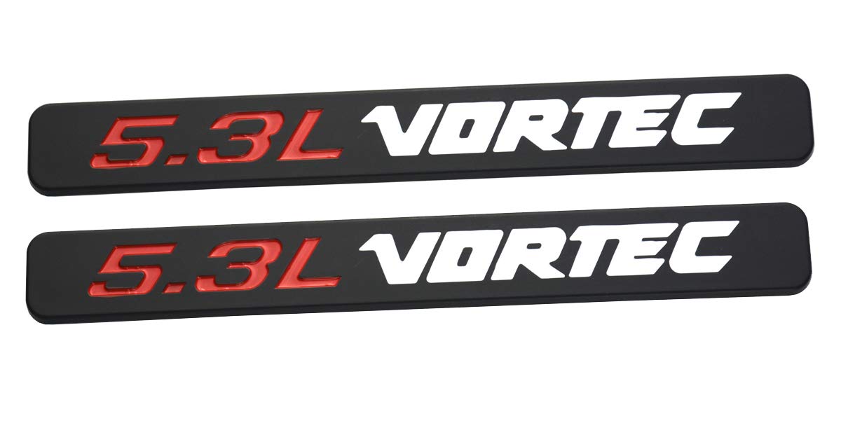 Aimoll 2Pcs 5.3L Vortec Hood Emblems Replacement For Z71 Gmc Engine Badge Silverado Chrome (Black White)