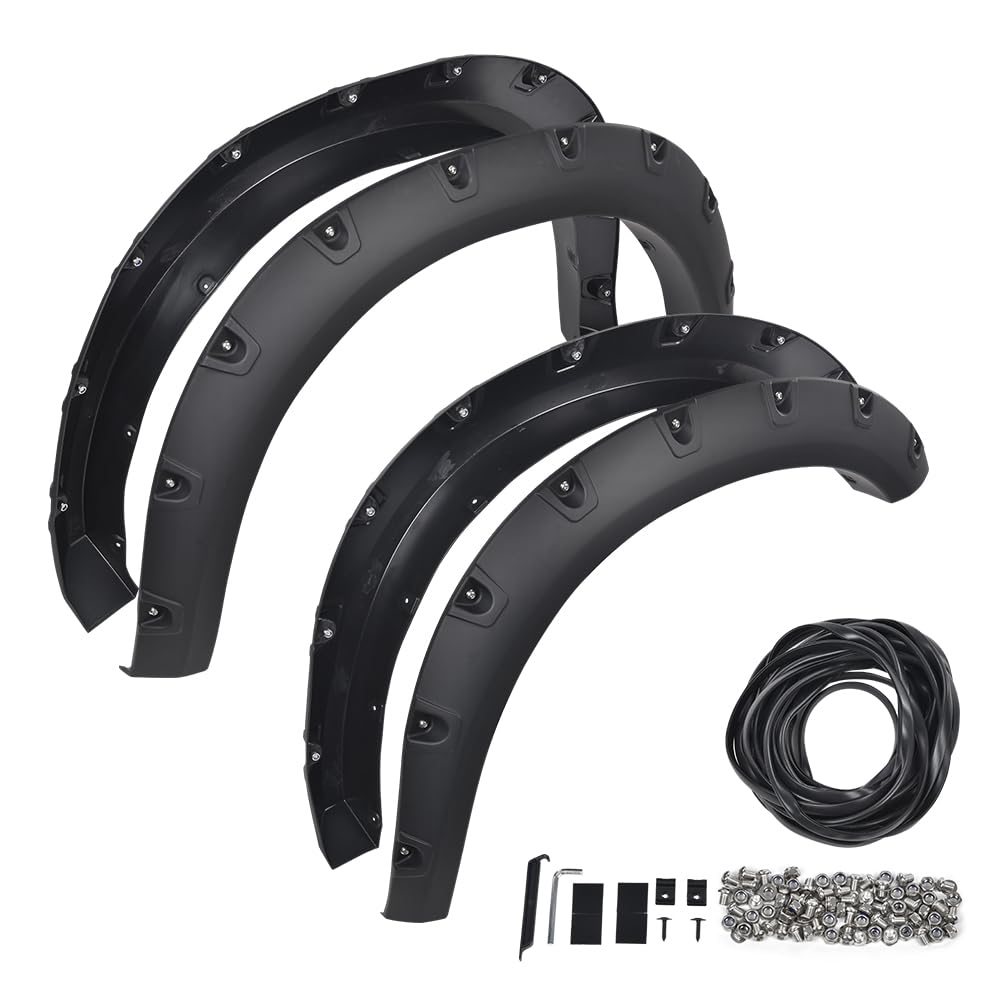 G-Plus Fender Flares Modified 4Pcs Matte Black Compatible With Dodge Ram 2500 3500 2019-2022 Pocket Rivet Smooth (Not Fit Dually