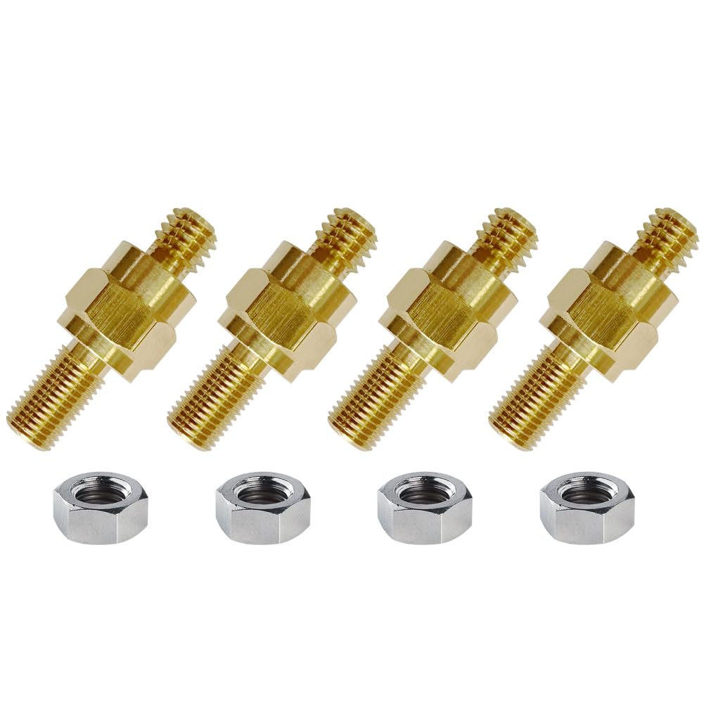 Ampper 3/8 ''-16 & 3/8 ''-24 Brass Long Stud Side Post Battery Terminal Bolt, Standard Battery Side Post Extender Stud Compatibl