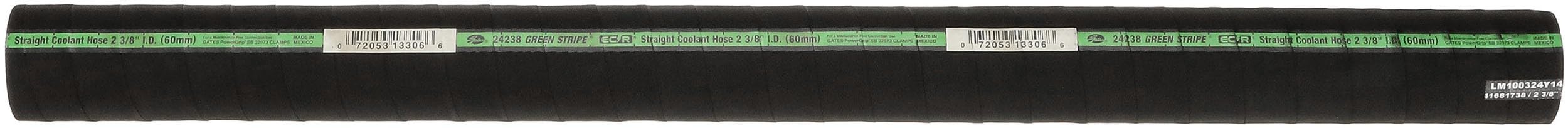 Gates 24238 Green Stripe 2-Ply Straight Coolant Hose-3 Length, Inner Diameter 2 3/8