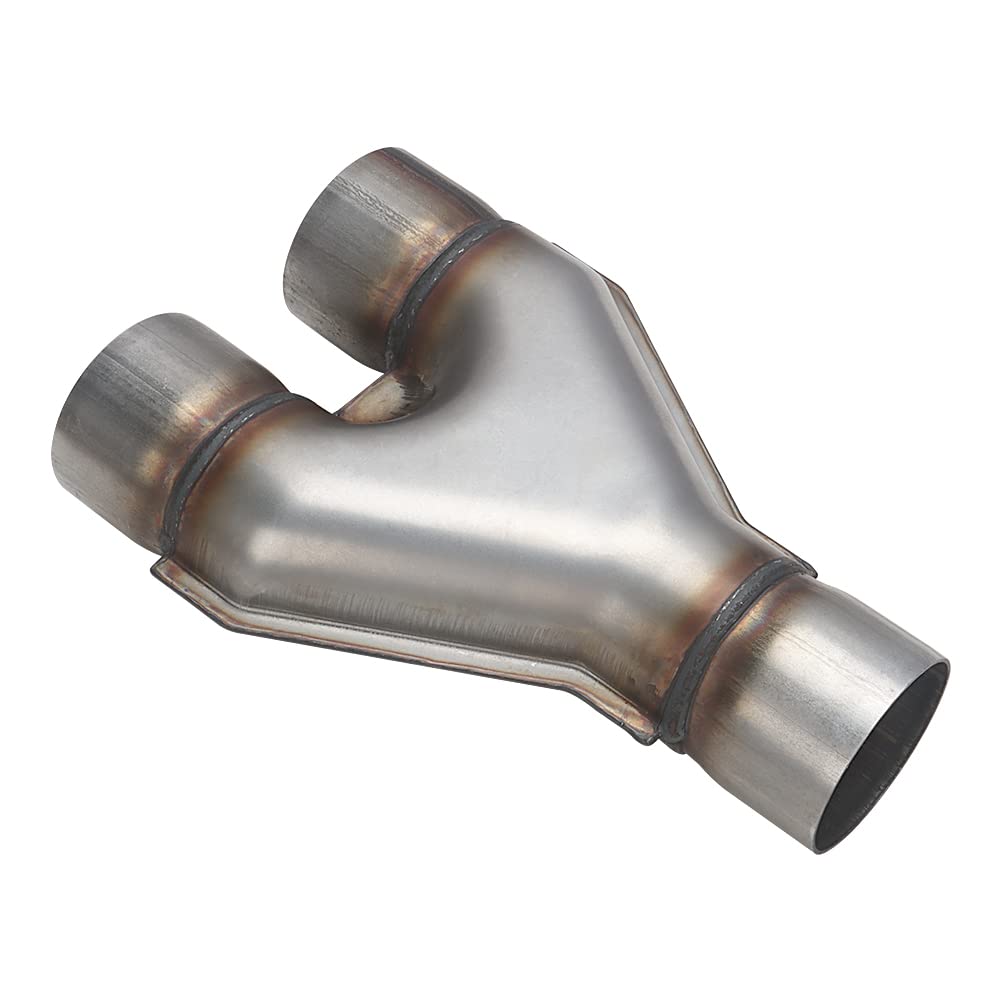 A-Karck Exhaust Y Pipe 2.5'' Inlet, Stainless Steel 10'' Long Dual 2.5'' Outlet Y Pipe Withstands High Temperatures(Wide-Body)