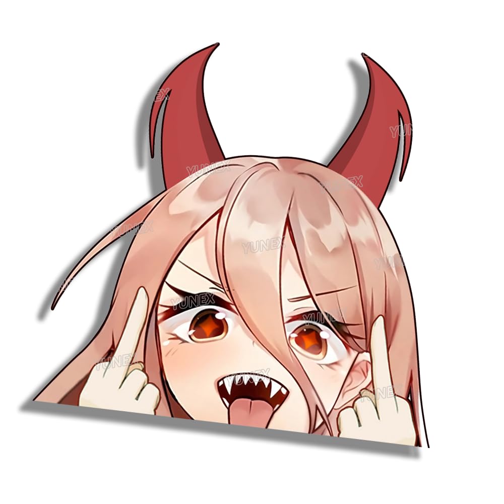 YUNEX 5.1 Inch Creative Anime Car Window Sticker Cartoon Devil Girl Peeker Graphic Decoration Laptop Bumper Trunk Waterproof Dec