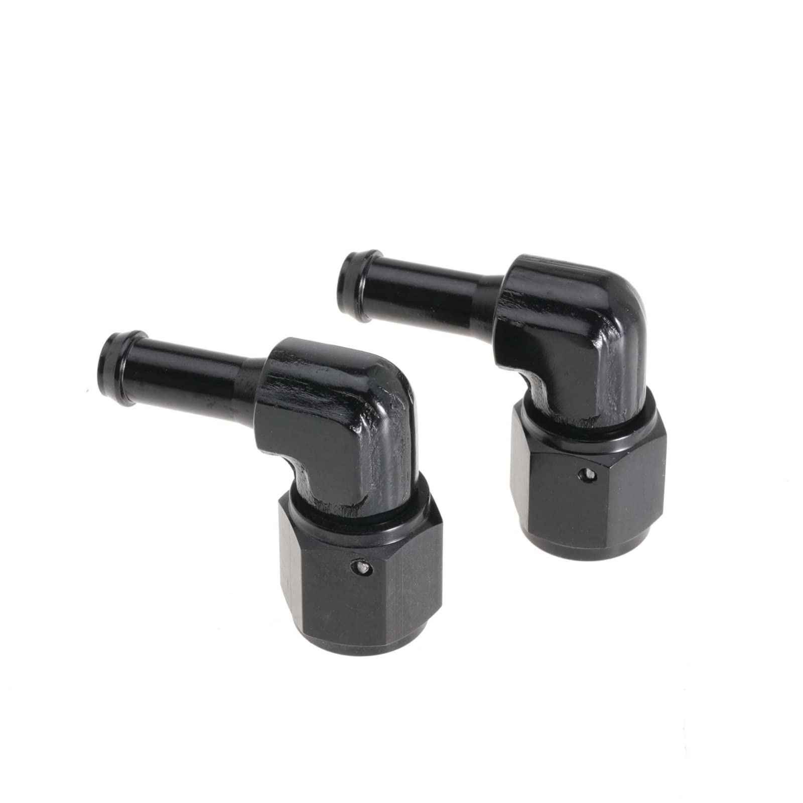 Female 6AN to 5/16 Hose Fuel Fittings 90 Degree Swivel Oil Line Pipe Adapter Black 2PCS