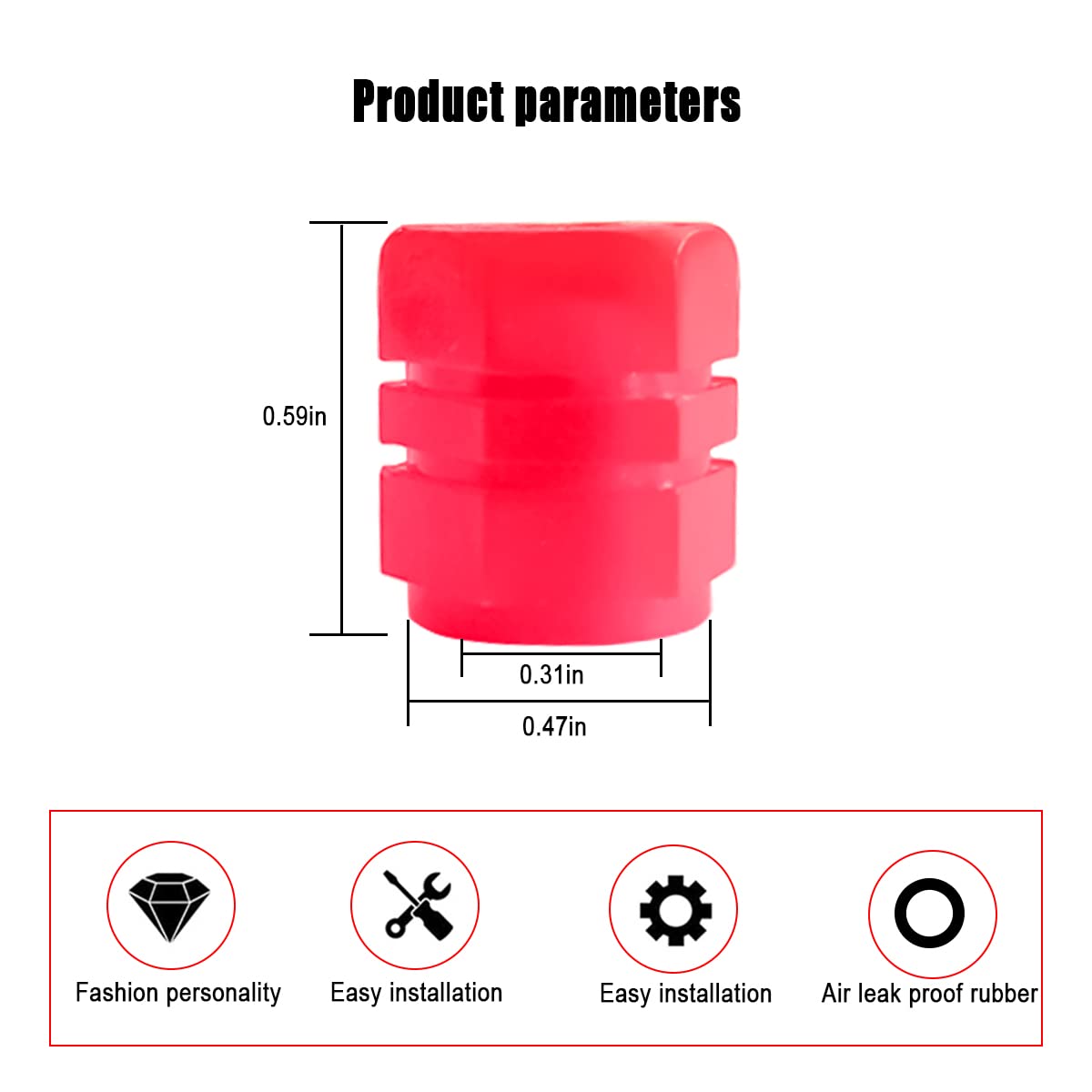 12Pcs Fluorescent Car Tire Valve Stem Caps, Luminous Wheel Valve Tire Air Cover, Illuminated Dustproof Corrosion Resistant, Auto Accessories Fit For Motorcycles, Suv, Trucks, Bicycles (Red/12Pcs)