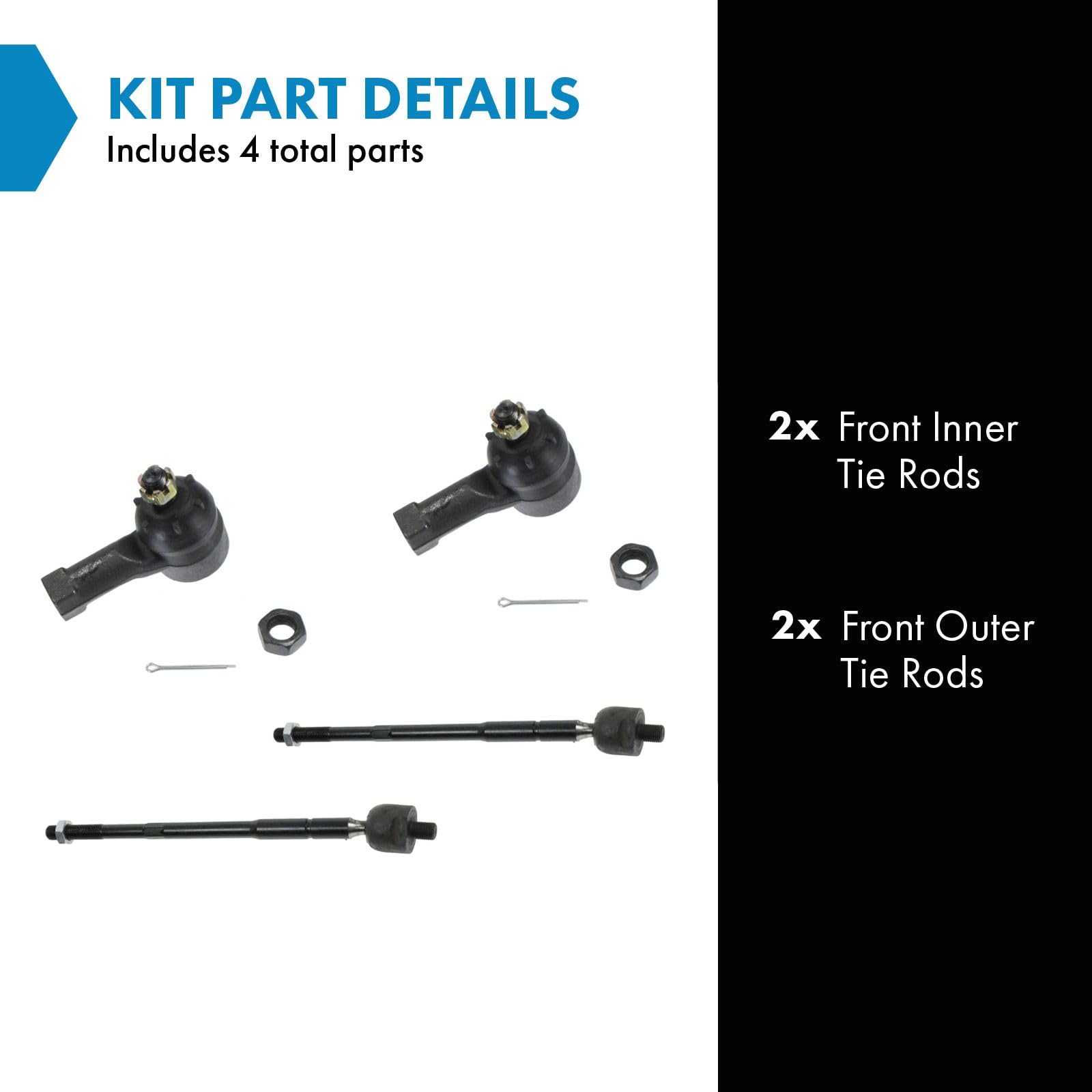 Trq Front Tie Rod Set Compatible With 2001-2005 Chrysler Sebring Dodge Stratus 2000-2005 Mitsubishi Eclipse 1999-2003 Galant
