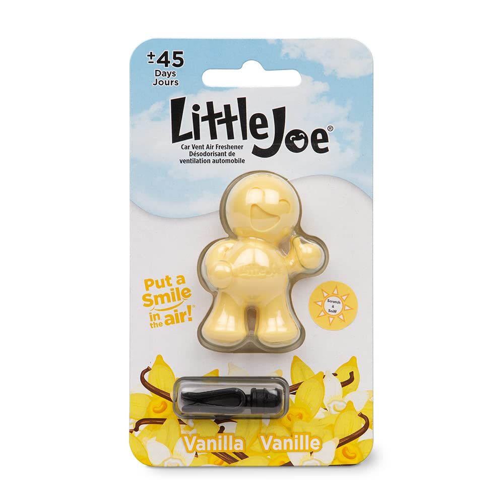 Stoner Car Care Little Joe Vanilla Scent Car Air Freshener - 1 Count, Clips to A/C Vent, Non-Toxic, Alcohol-Free, Model 96402