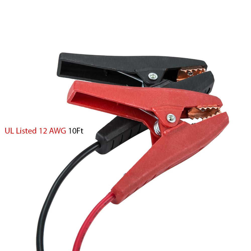 YCIND Battery Alligator Clips Clamp Clip-on to 3/8'' Ring Eyelet Terminal Boost Cable Heavy Duty 30A Fuse 12V/24V 12AWG Cord 10F
