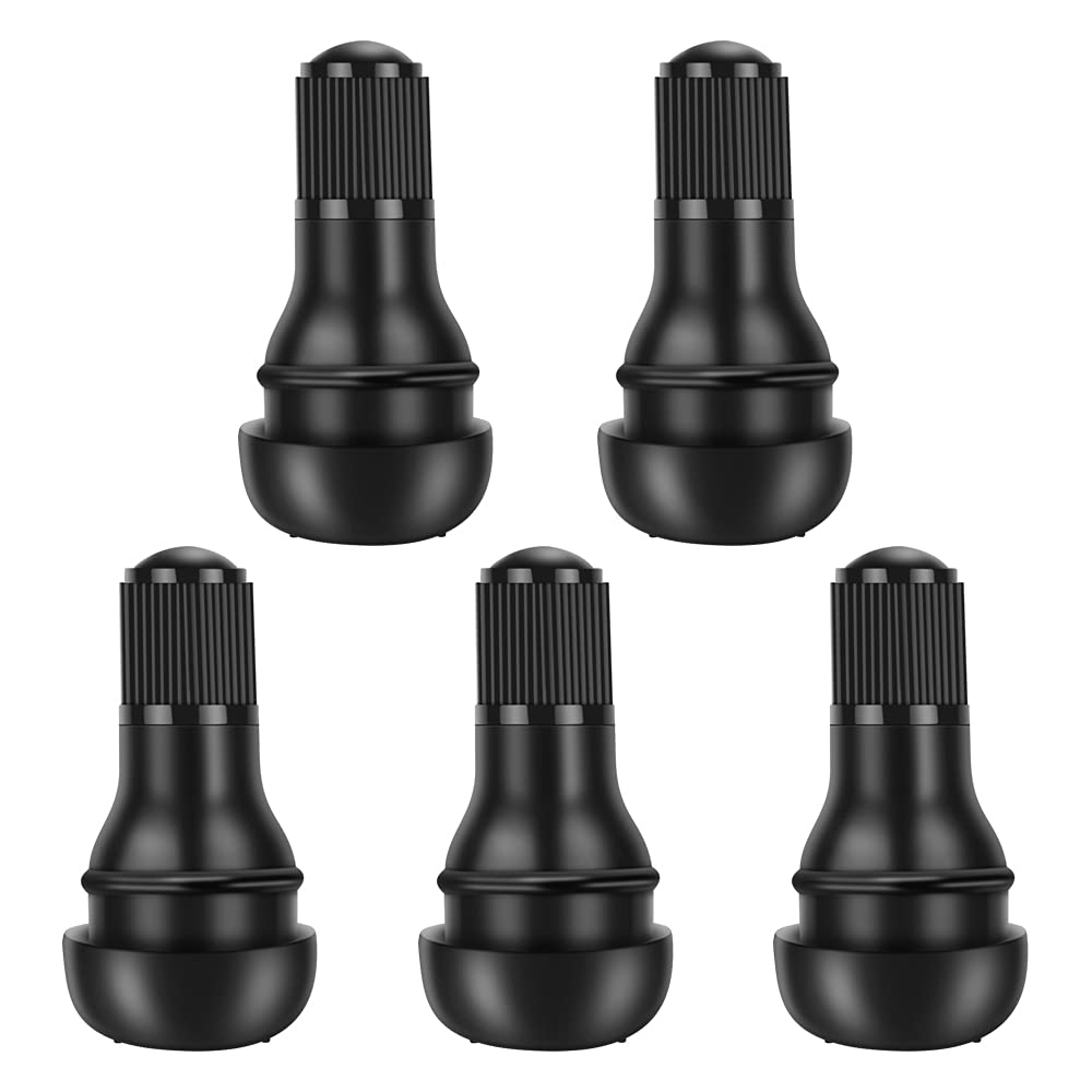 Riseuvo 5pcs TR412 Tire Valve Stem - Rubber Snap-in Valves, Tubeless Valve Stems Suit for 0.453 inch Rim Holes on Standard Vehic