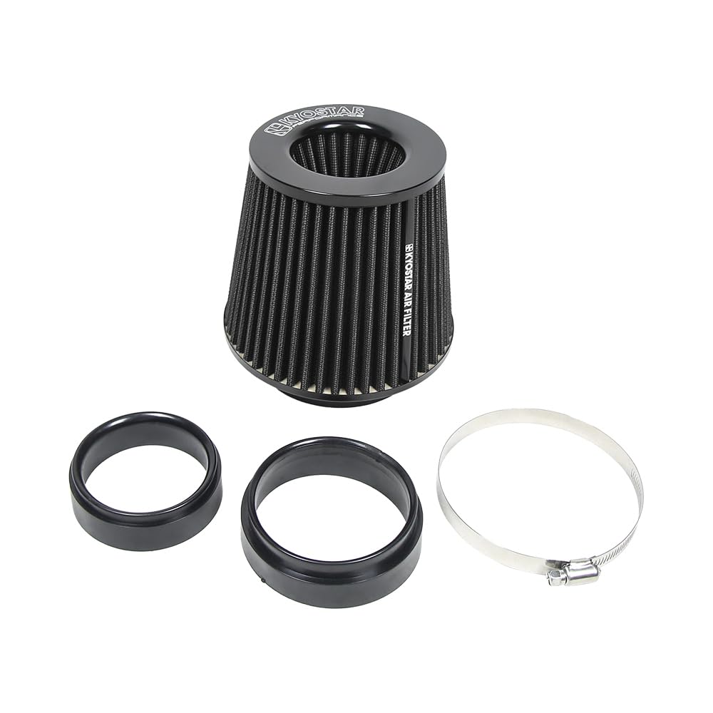 Kyostar 3/3.5/4Inch Inlet Cold Air Intake Cone Replacement Performance Washable High Flow Dry Air Filter, Black