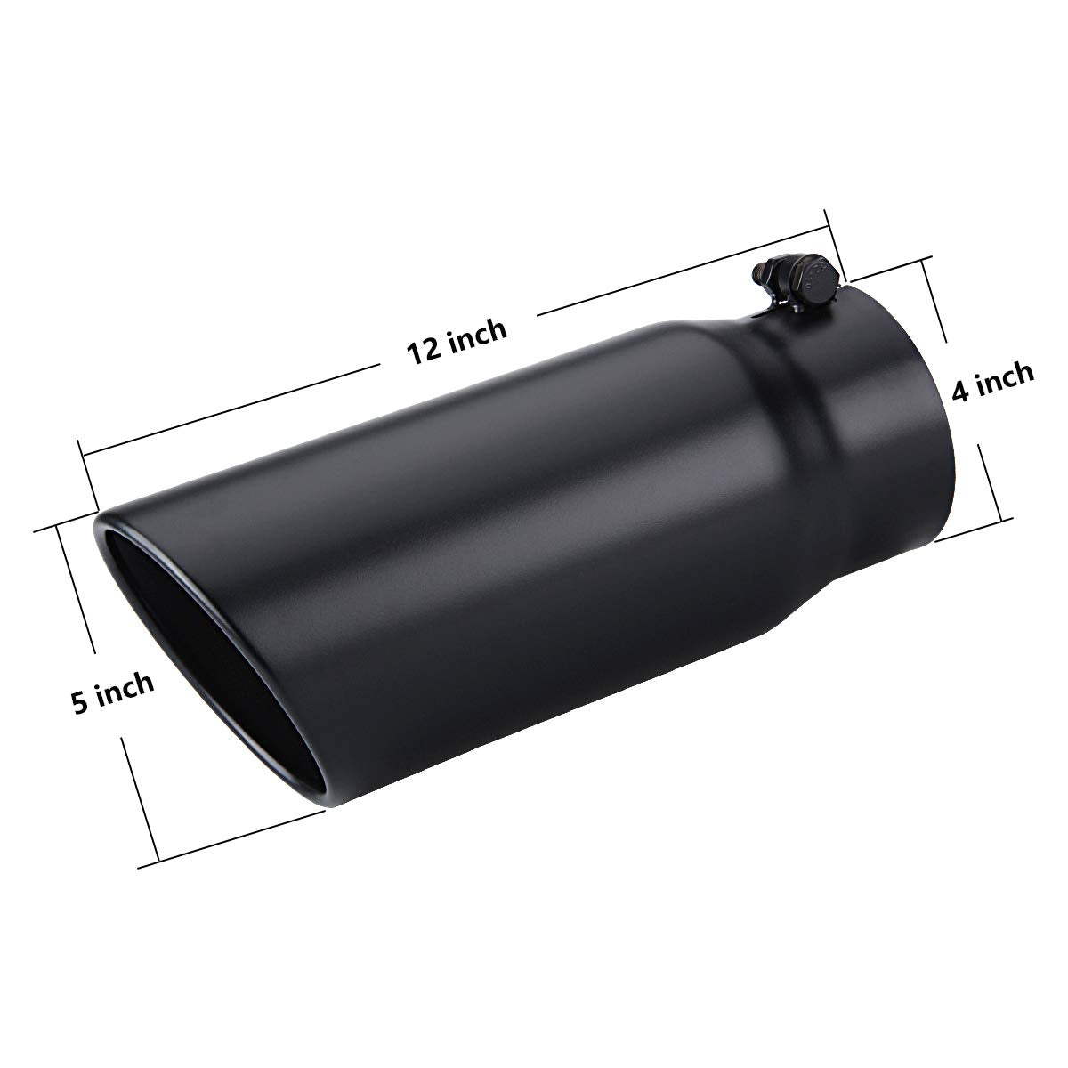 LCGP 4'' to 5'' Diesel Exhaust Tip, 12'' Overall Length Bolt On Design Truck Tail Tip, Black Powder Coated,Rolled Angle Cut Desi