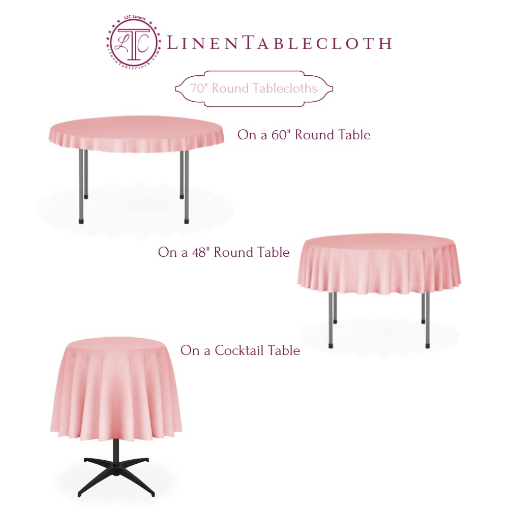Linentablecloth 70-Inch Round Polyester Tablecloth Ivory