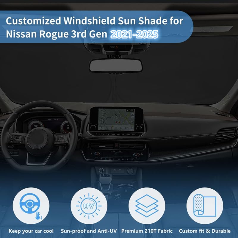 Windshield Sun Shade For Nissan Rogue 3Rd Gen Accessories Window Sunshade Fit 2025 2024 2023 2022 2021 Nissan Rogue(Not For Rogu