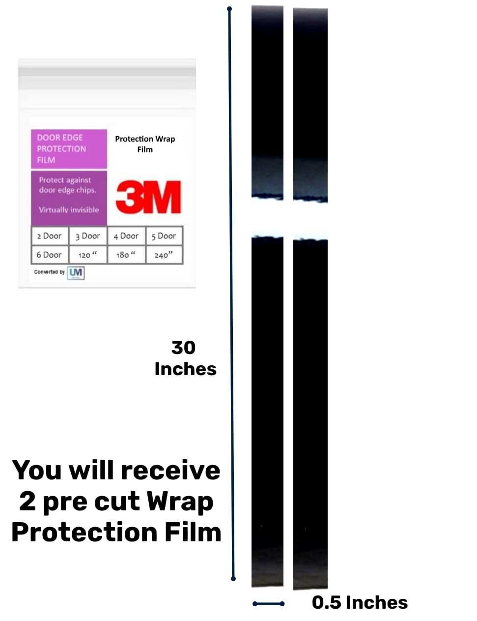 Door Edge Protector PRE-Cut Guard Scratch Paint Protection Film Paint Wrap Protection Clear and Black Universal Car Truck (Black