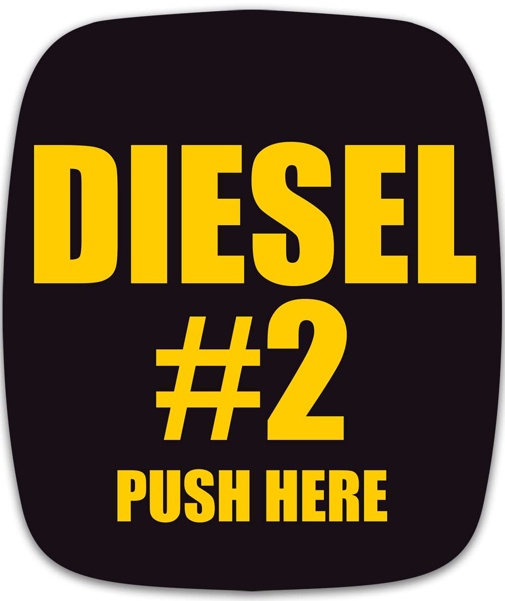 Diesel #2 Push Here Sticker (Fuel Pumps Gas Stations Cetane Rating Number 2 (2x2.5 Inches)