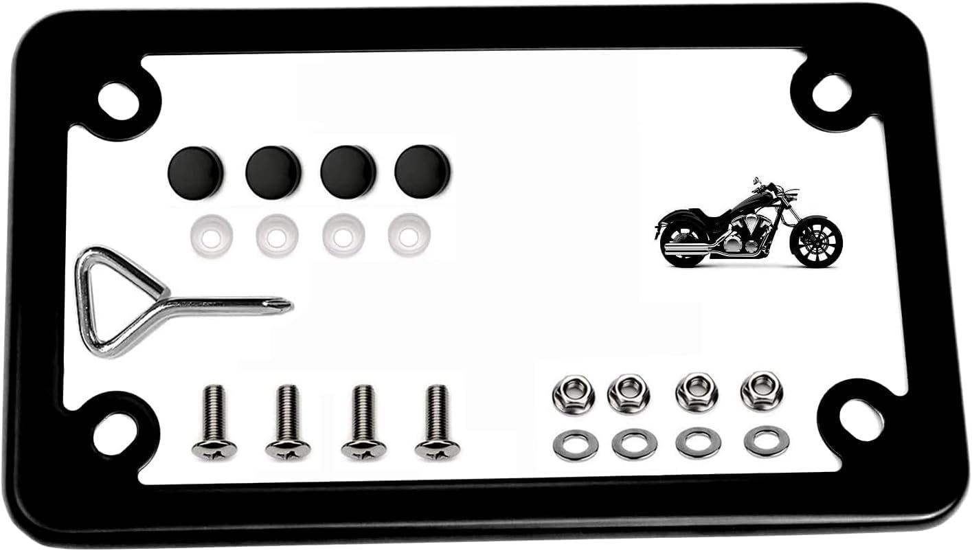 Lfparts Black Motorcycle Stainless Steel License Plate Frame